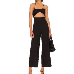 Strapless Cutout Wide-Leg Black Jumpsuit